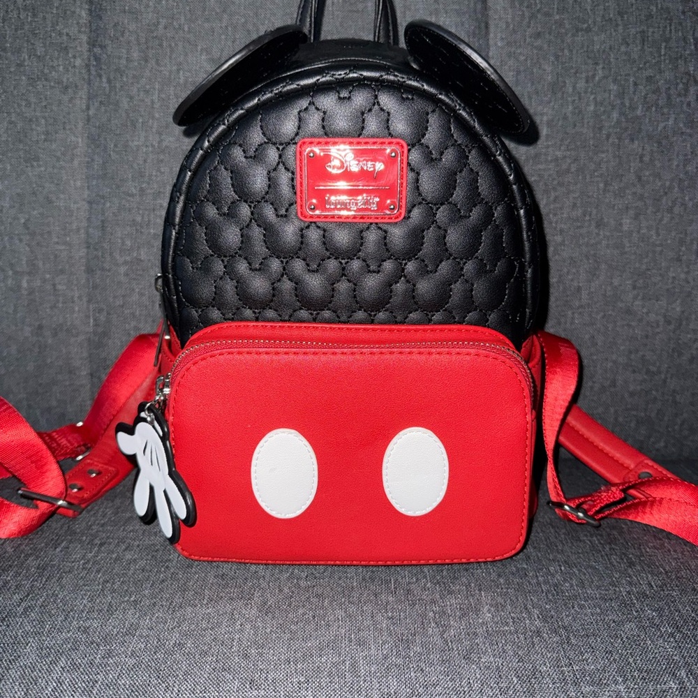 Disney Black & Red Mickey Ear Mini Backpack